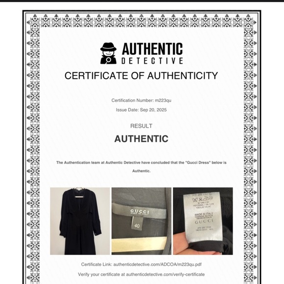 Gucci V Neck Long Sleeve Silk & Acetate Mini Dress in Black - Picture 8 of 11